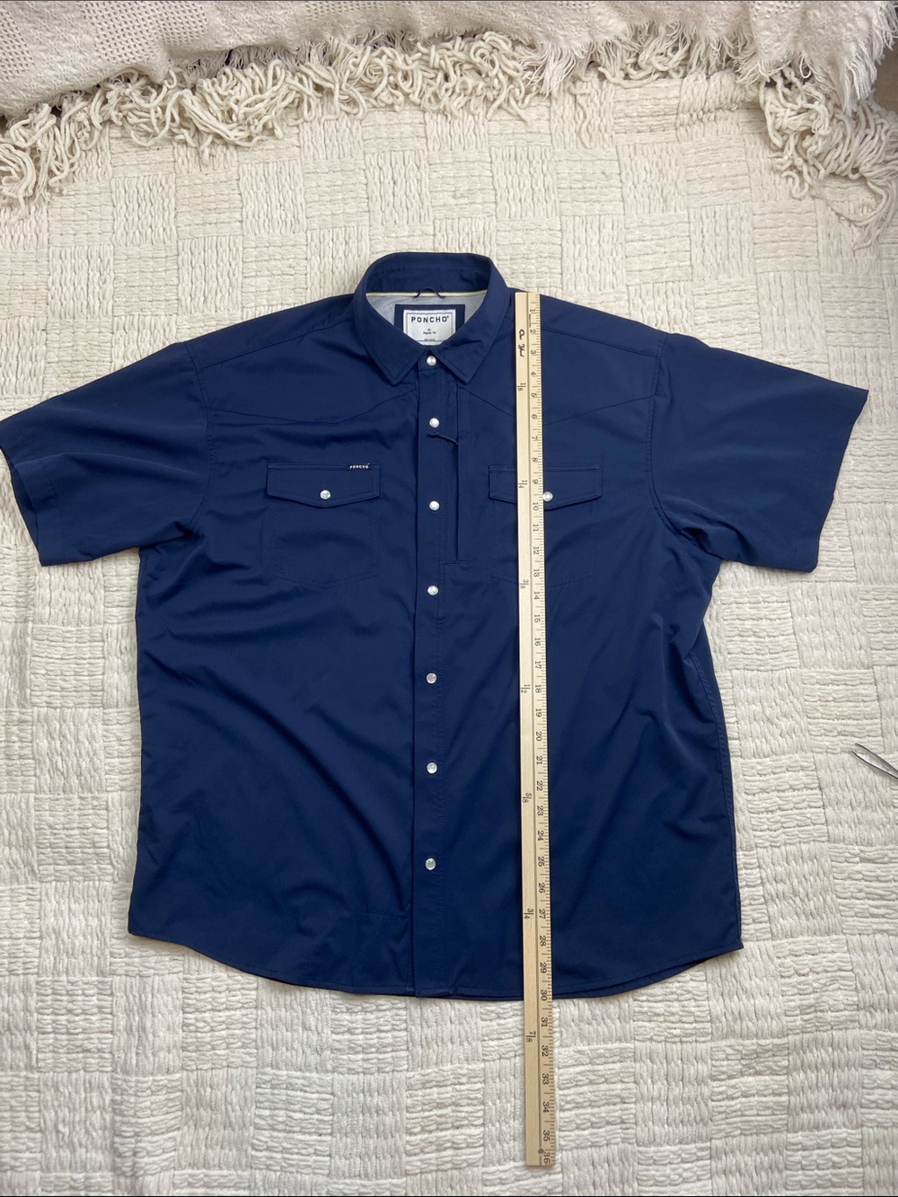 Poncho The Del Mar Western Performance Short Sleeve Shirt Navy XL - Picture 9 of 13